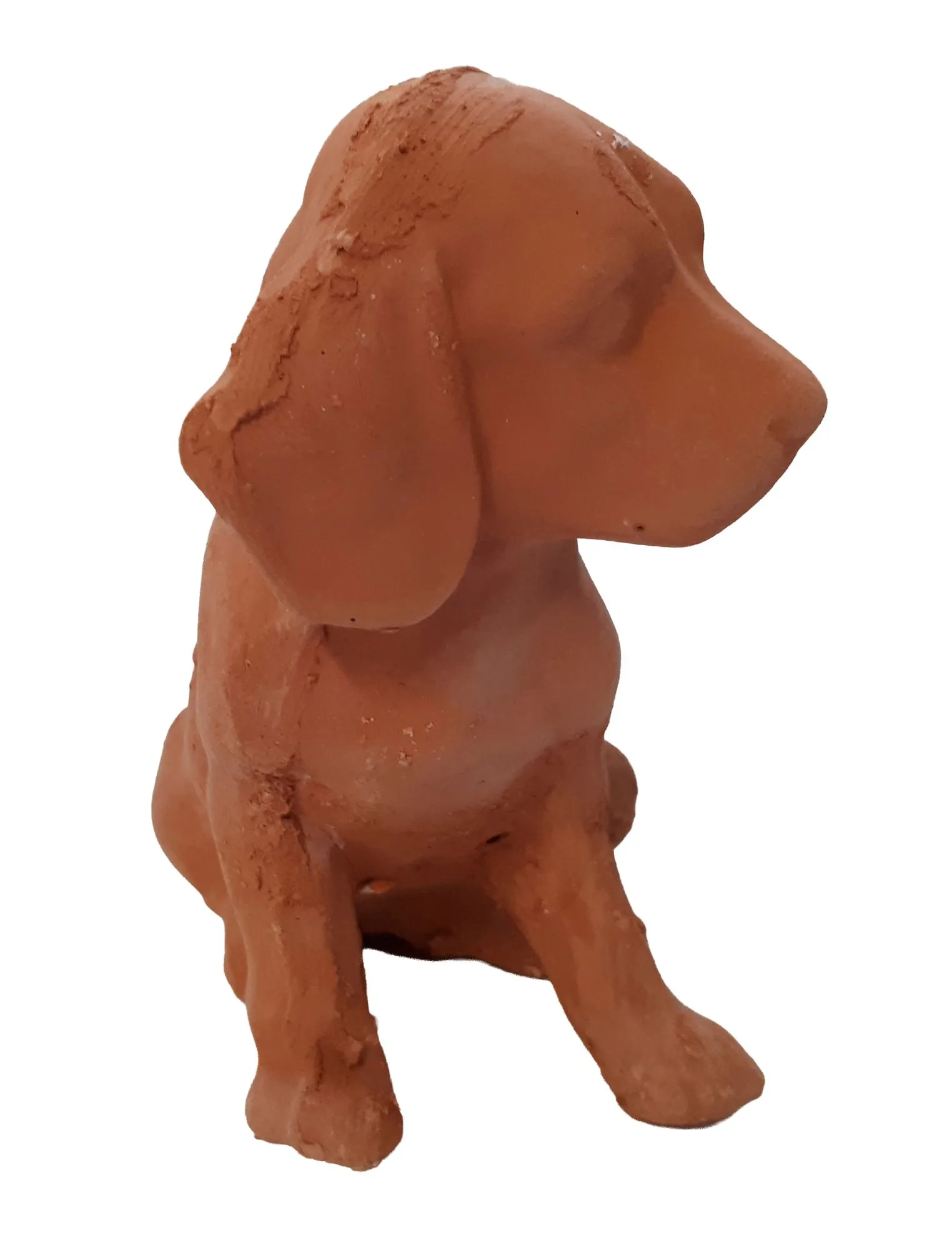 Hundewelpe aus Irdenware, Vorderansicht.