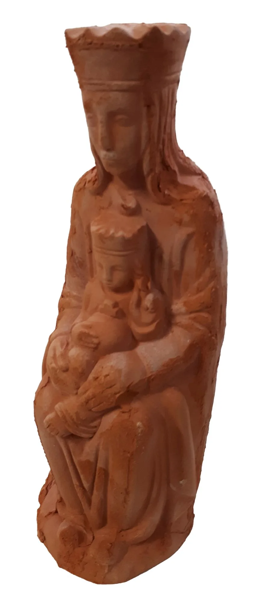 Madonna mit Jesuskind im gotischen Stil, Ansicht von der Seite.
