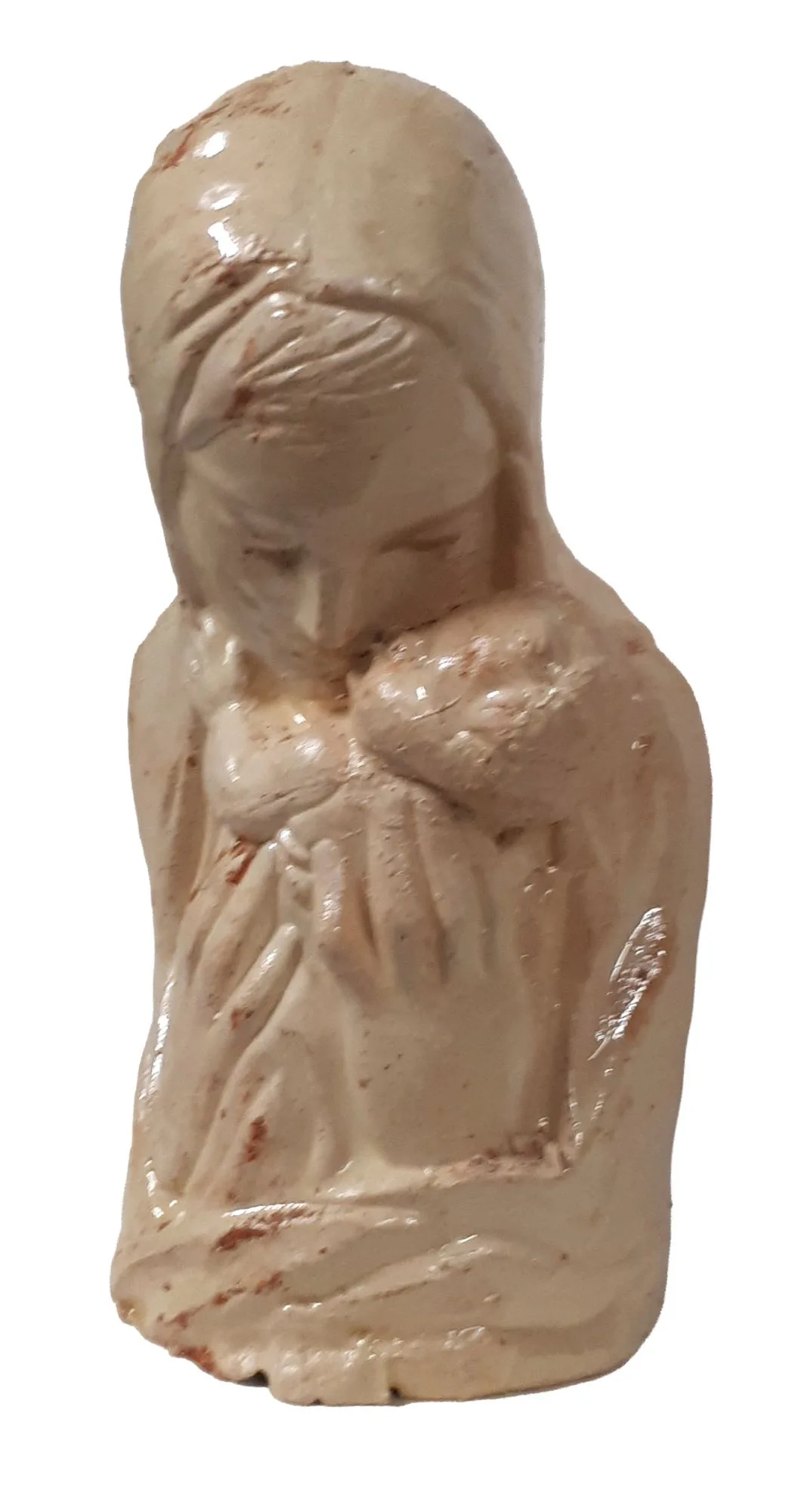 Muttergottes mit Jesuskind, glasierte Ausführung, Vorderansicht.
